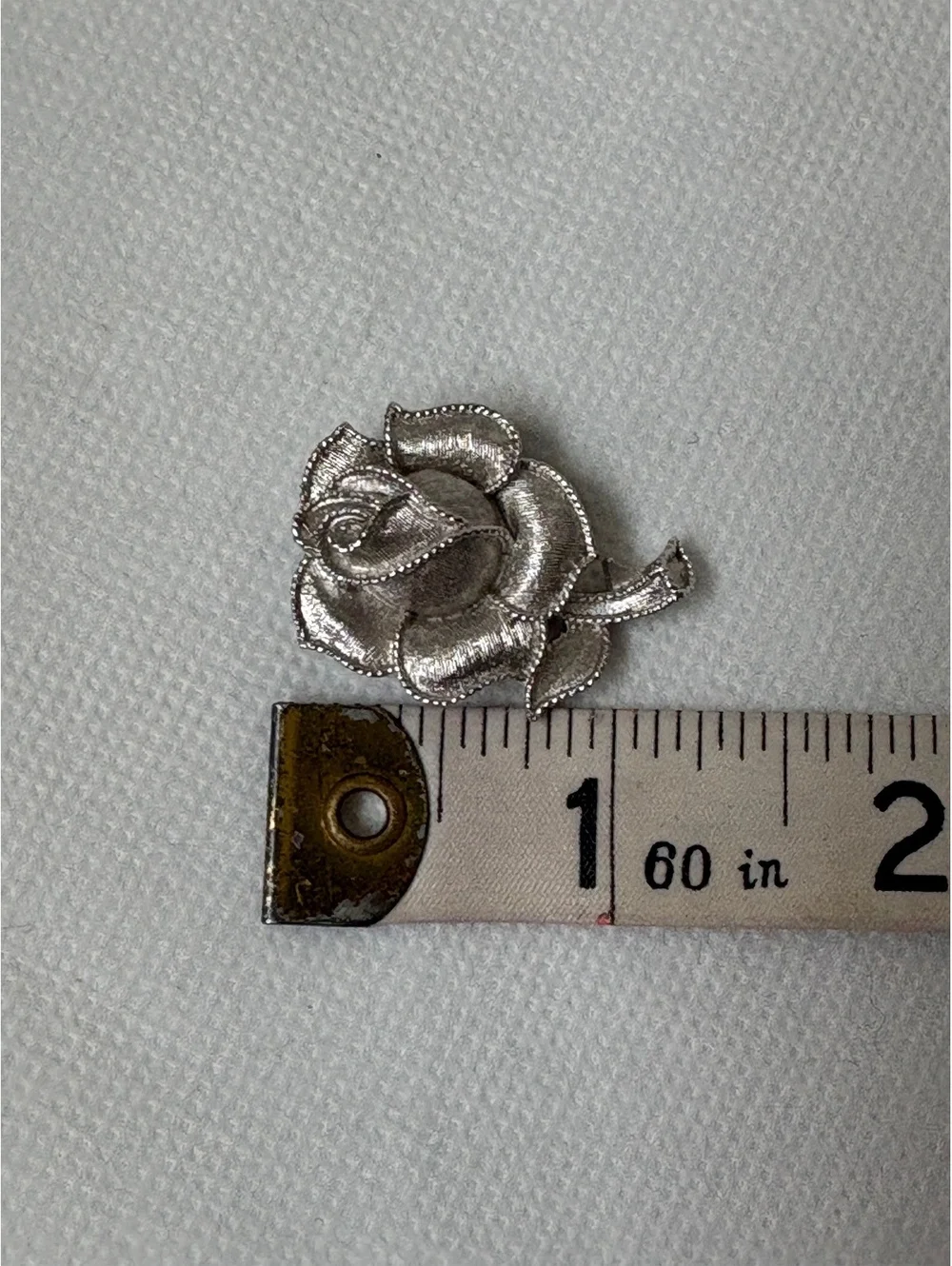 Vintage Silver Tone Rose Brooch Pin by Trifari, Approximately 1.5 Inches